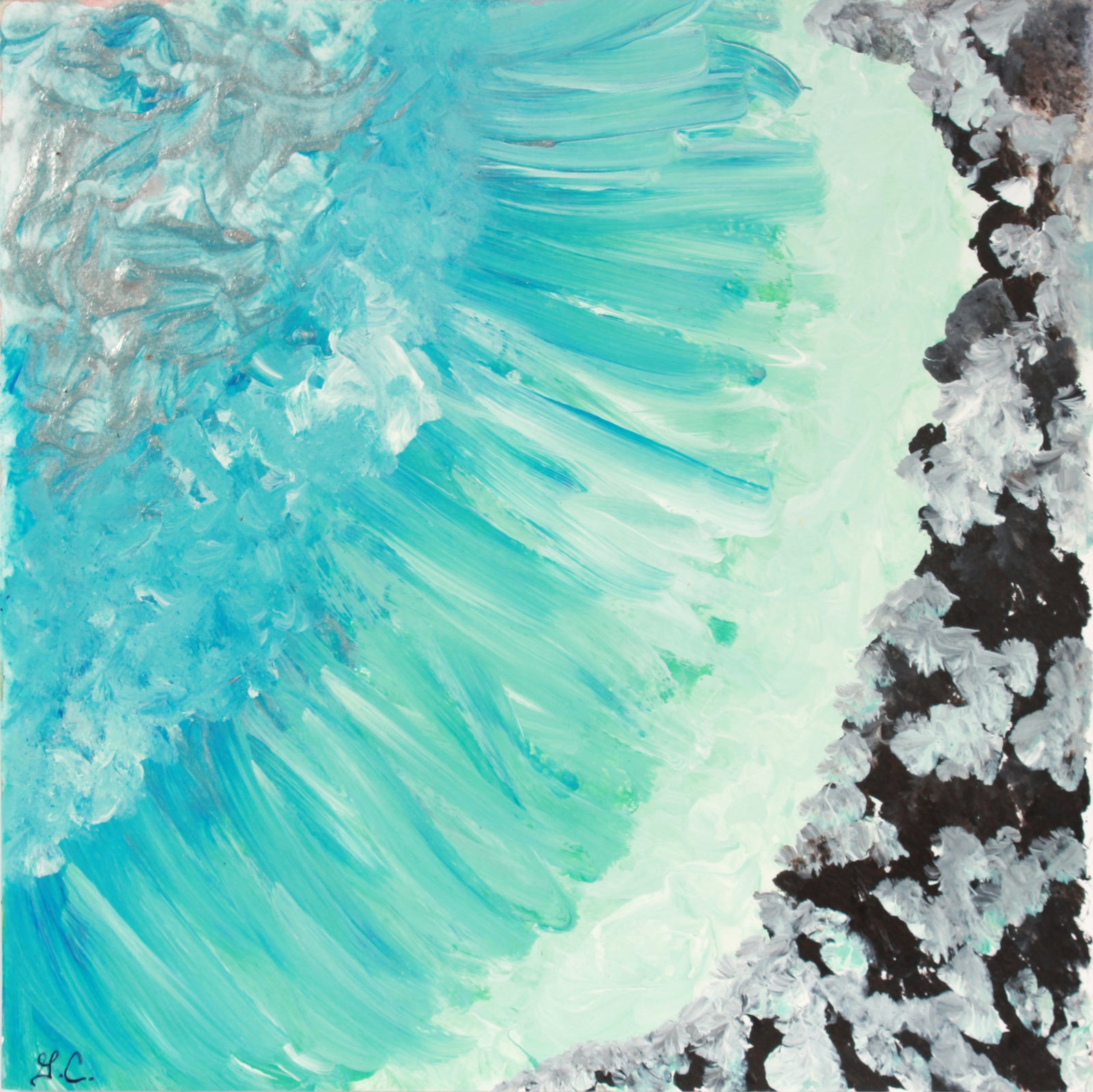 <i>Shore Wave</i> <br>2018-19 Mixed Media Seascape <br><br>#A7445