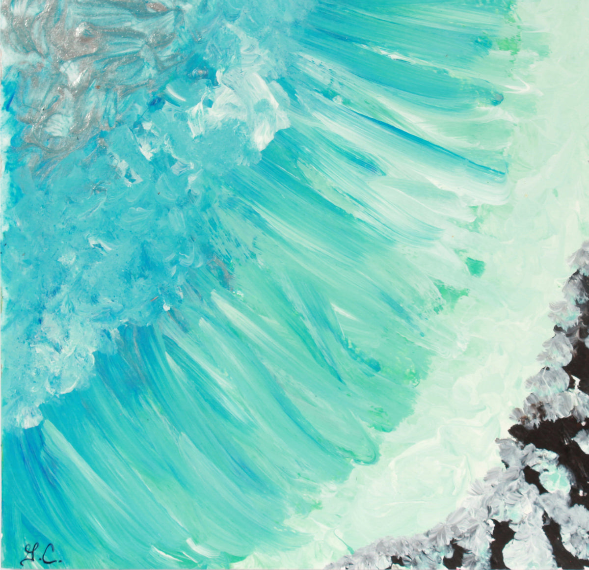 <i>Shore Wave</i> <br>2018-19 Mixed Media Seascape <br><br>#A7445