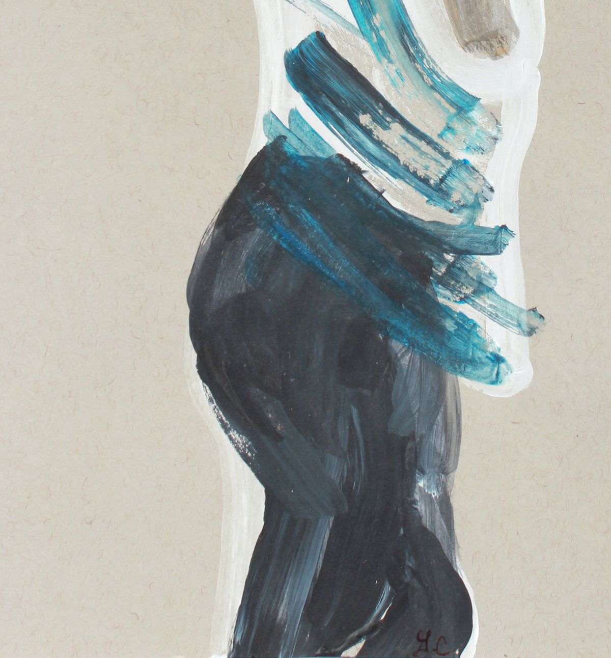 <i>Blue Stripes I</i> <br>2018-2019 Gouache on Paper <br><br>#A7448