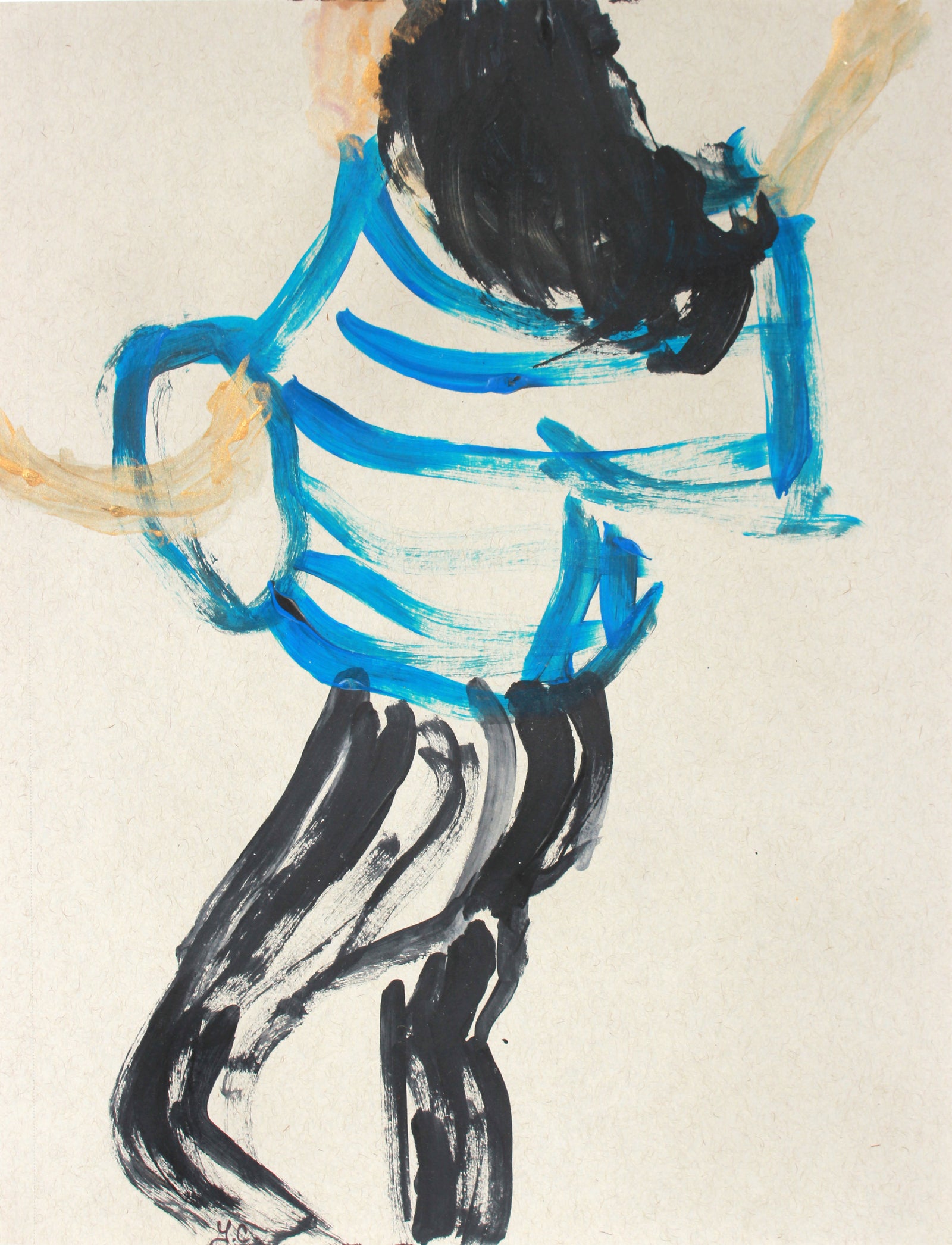 <i>Blue Stripes III</i> <br>2018-19 Mixed Media <br><br>#A7450