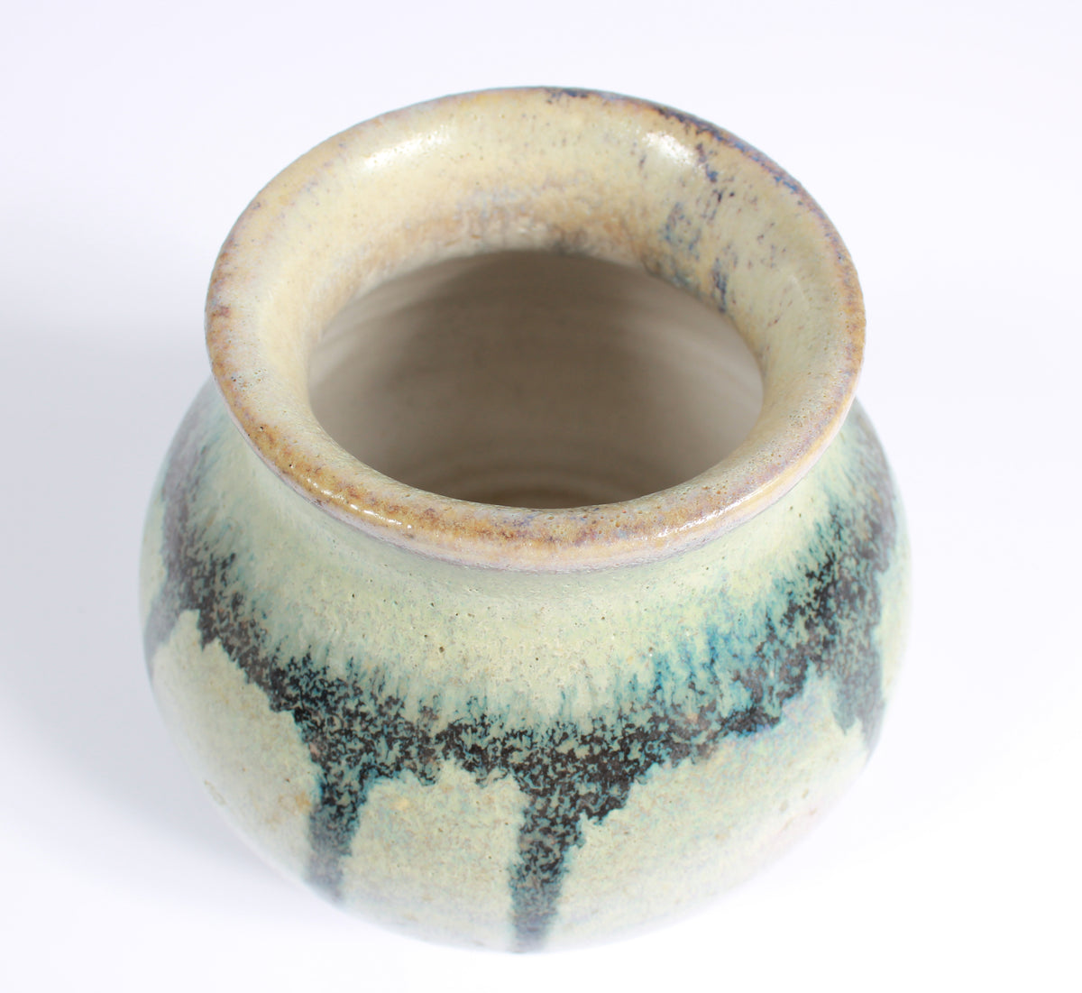 White Ceramic with Green Drip Pattern <br><br>#A7505