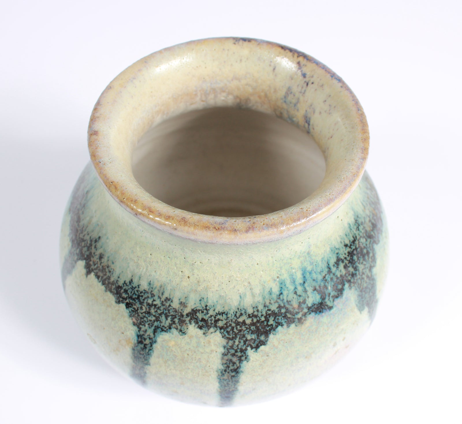 White Ceramic with Green Drip Pattern <br><br>#A7505