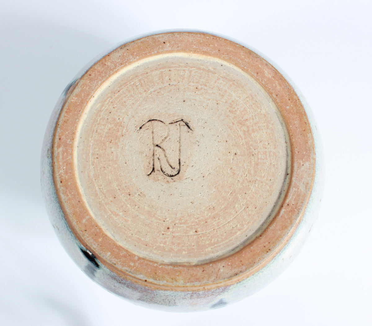 White Ceramic with Green Drip Pattern <br><br>#A7505