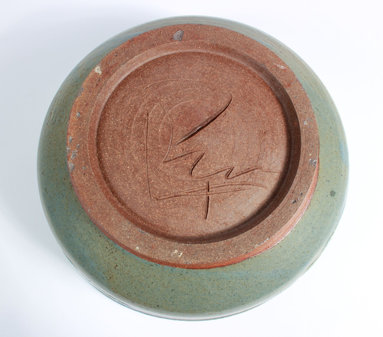 20th Century Wide Stone Ground Ceramic Bowl <br>Signed <br><br>#A7517