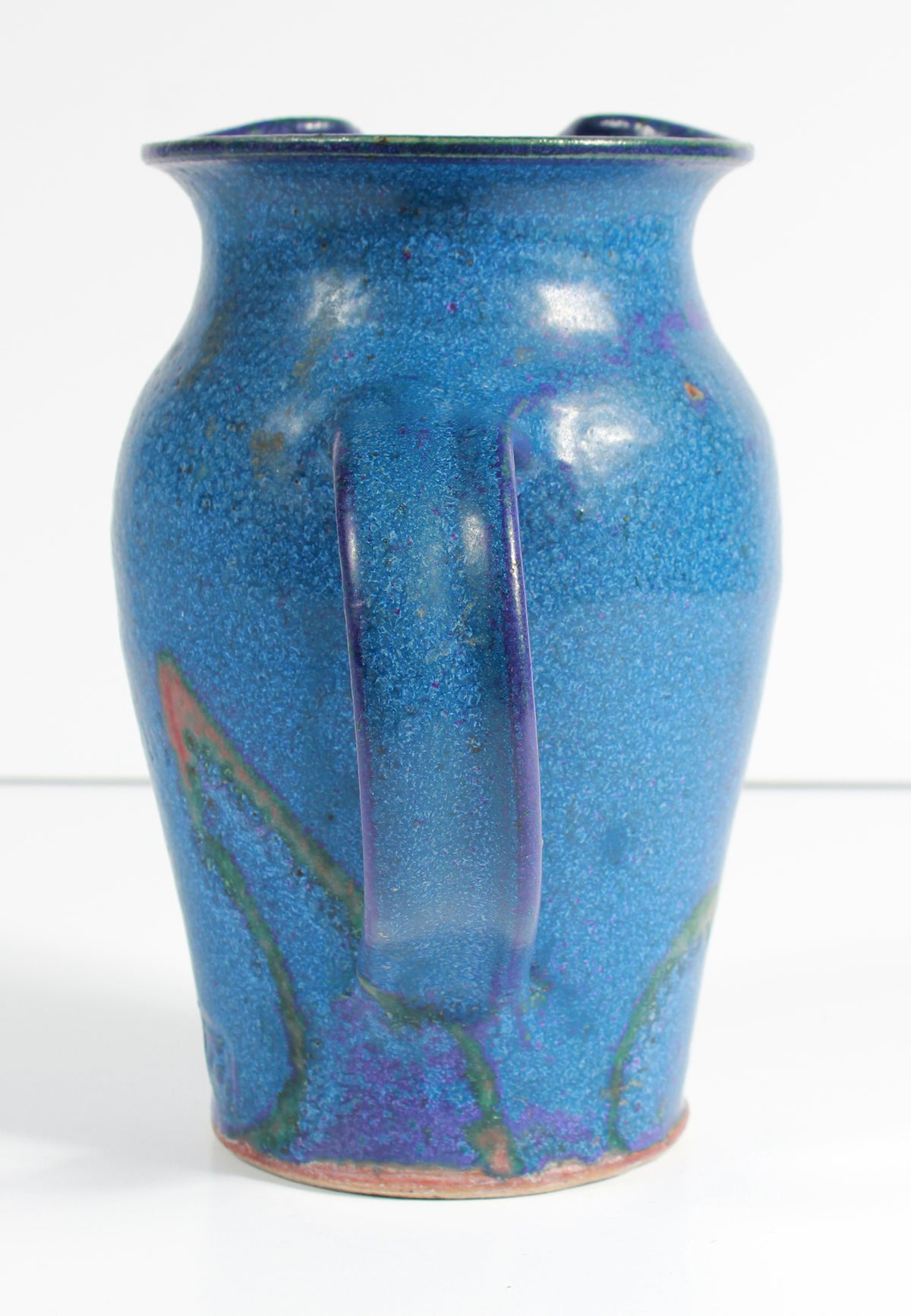 Blue Stone Ground Ceramic 20th Century Pitcher <br><br>#A7521