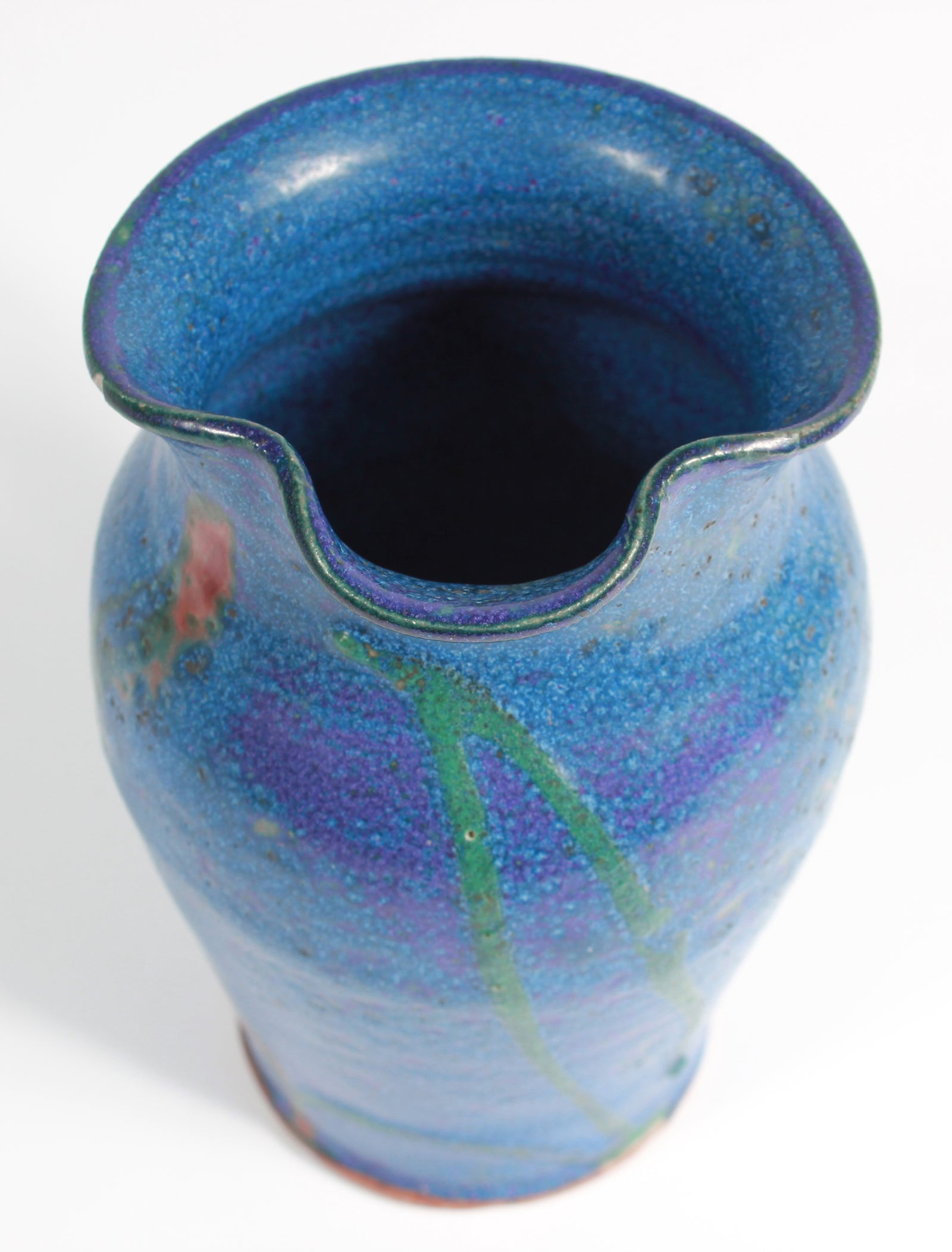 Blue Stone Ground Ceramic 20th Century Pitcher <br><br>#A7521