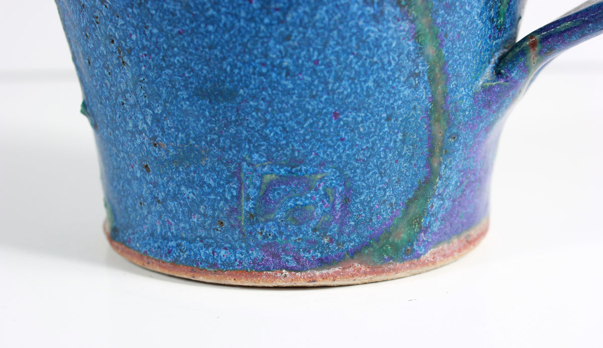 Blue Stone Ground Ceramic 20th Century Pitcher <br><br>#A7521