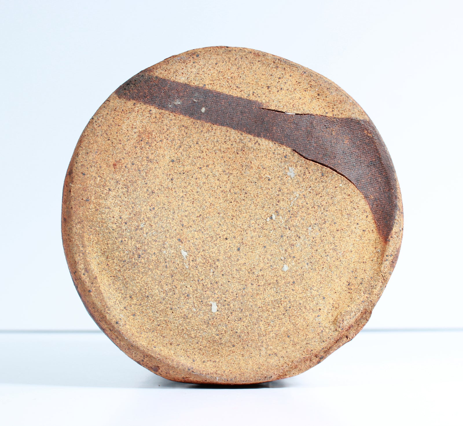 Upright Vessel with Geometric Pattern <br>1987 Stone Ground Ceramic <br><br>#A7532