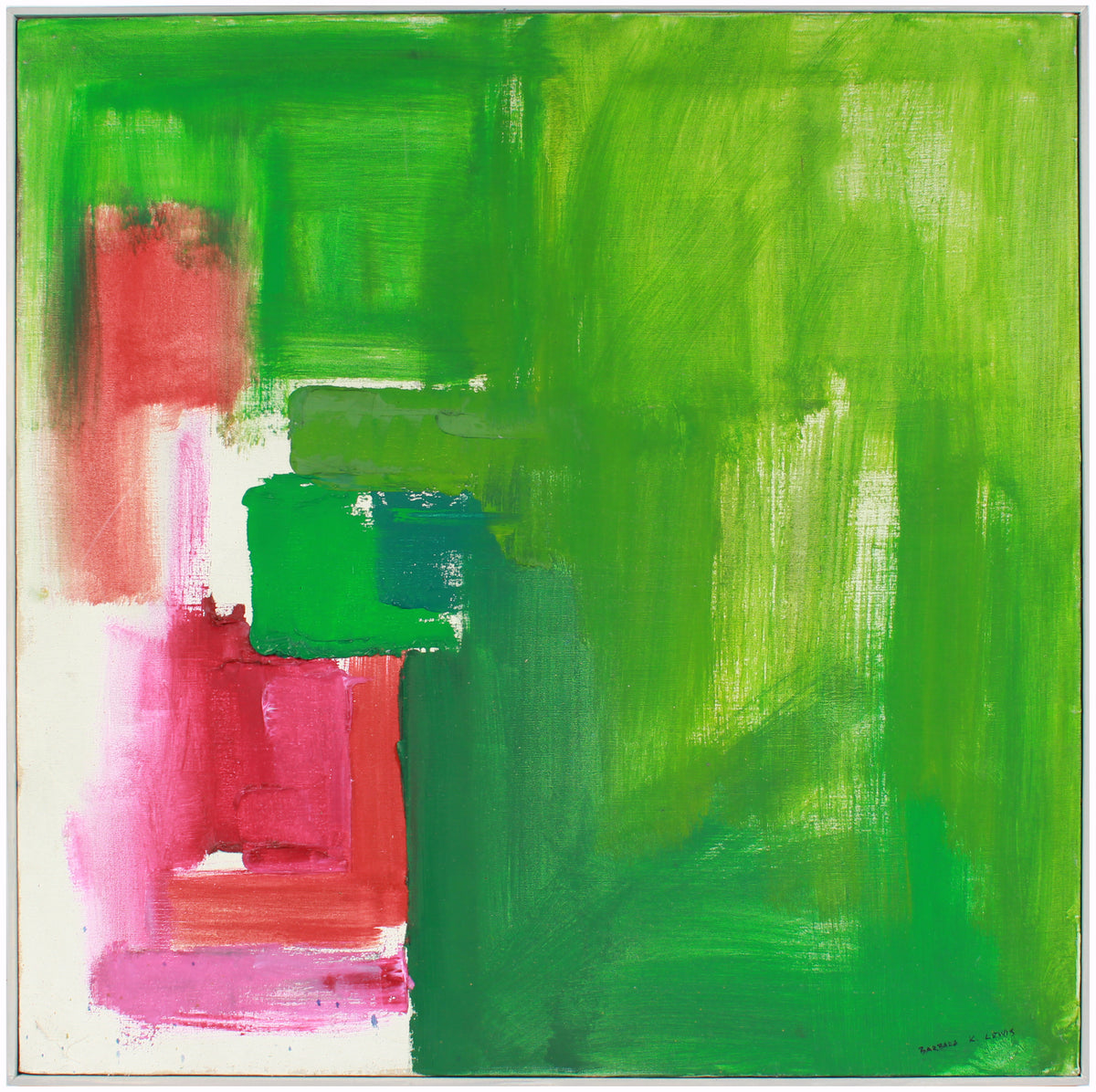 Modernist Green and Violet Abstract&lt;br&gt;Mid-Late 20th Century Oil&lt;br&gt;&lt;br&gt;#A7588