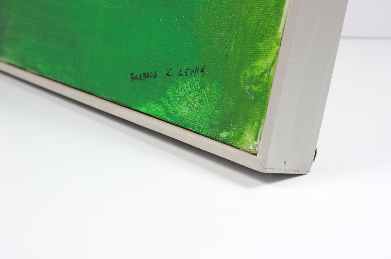 Modernist Green and Violet Abstract<br>Mid-Late 20th Century Oil<br><br>#A7588