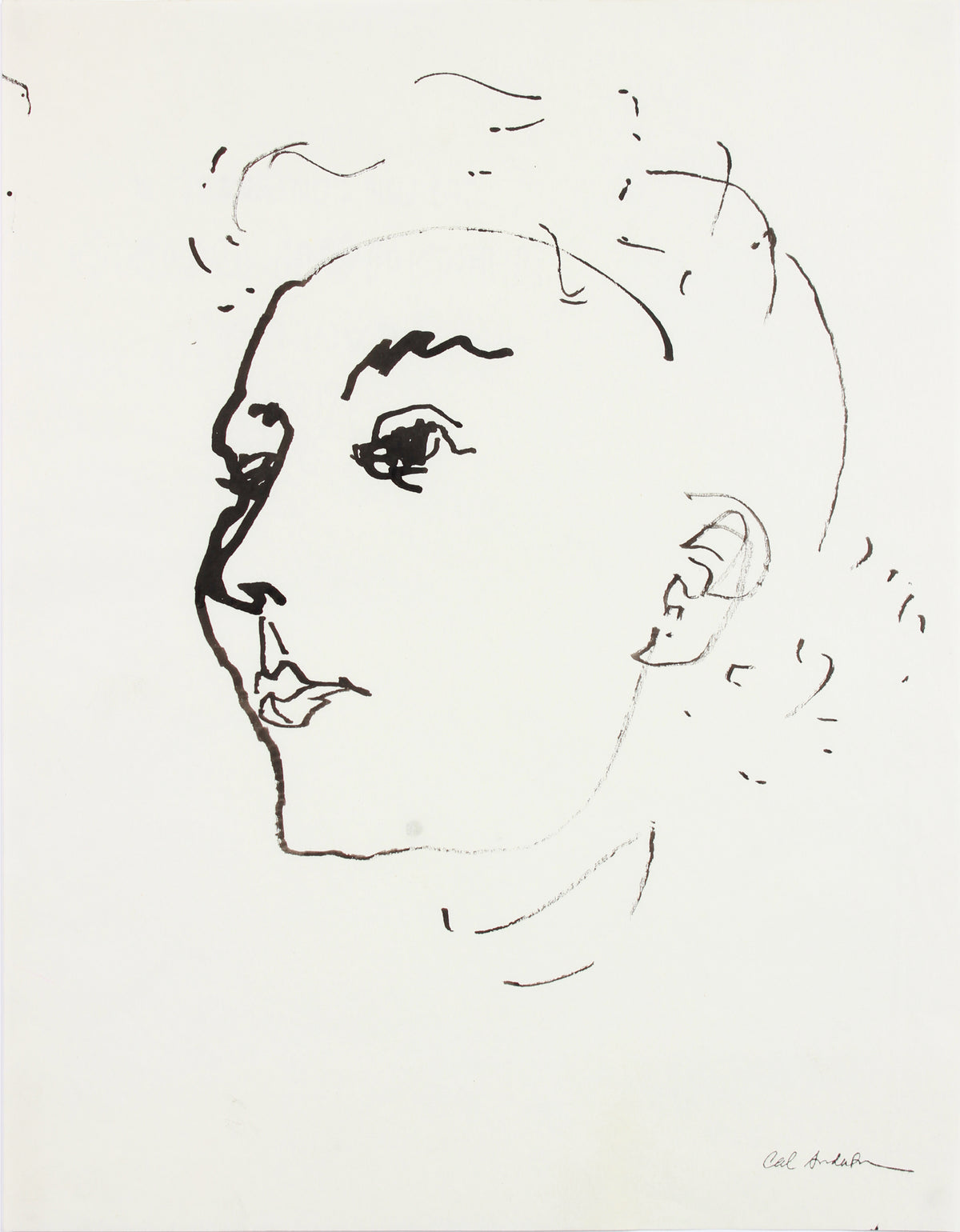 Haughty Female Portrait &lt;br&gt;Mid-20th Century Ink &lt;br&gt;&lt;br&gt;#A7614