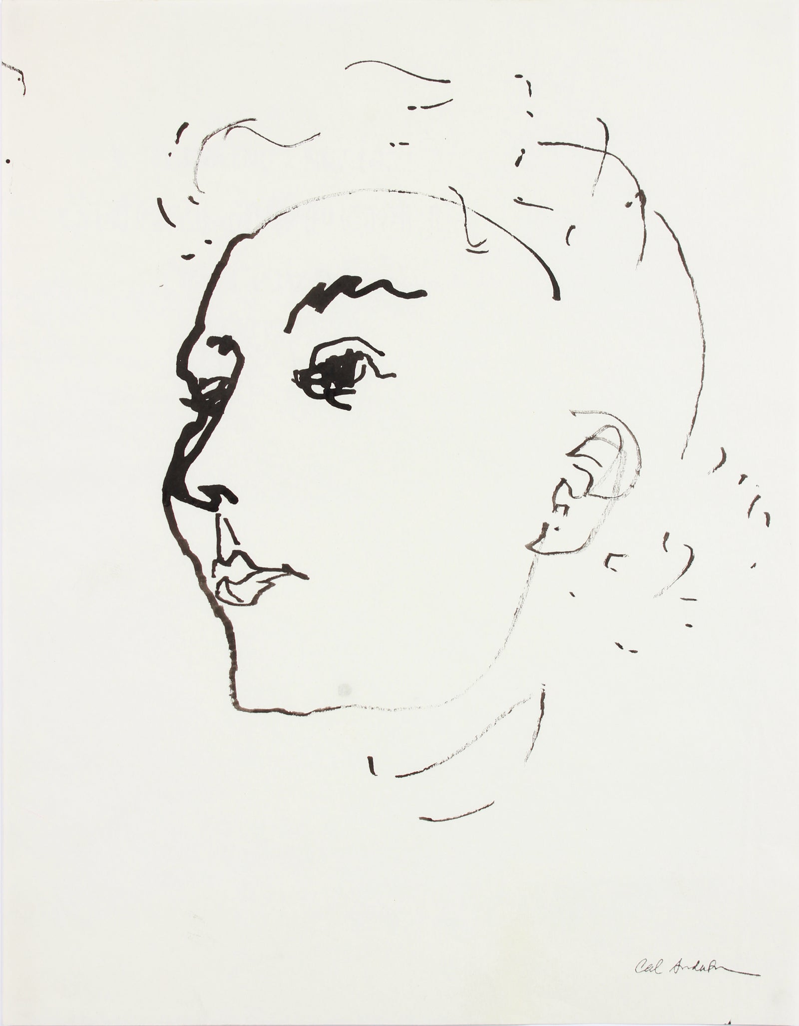 Haughty Female Portrait <br>Mid-20th Century Ink <br><br>#A7614