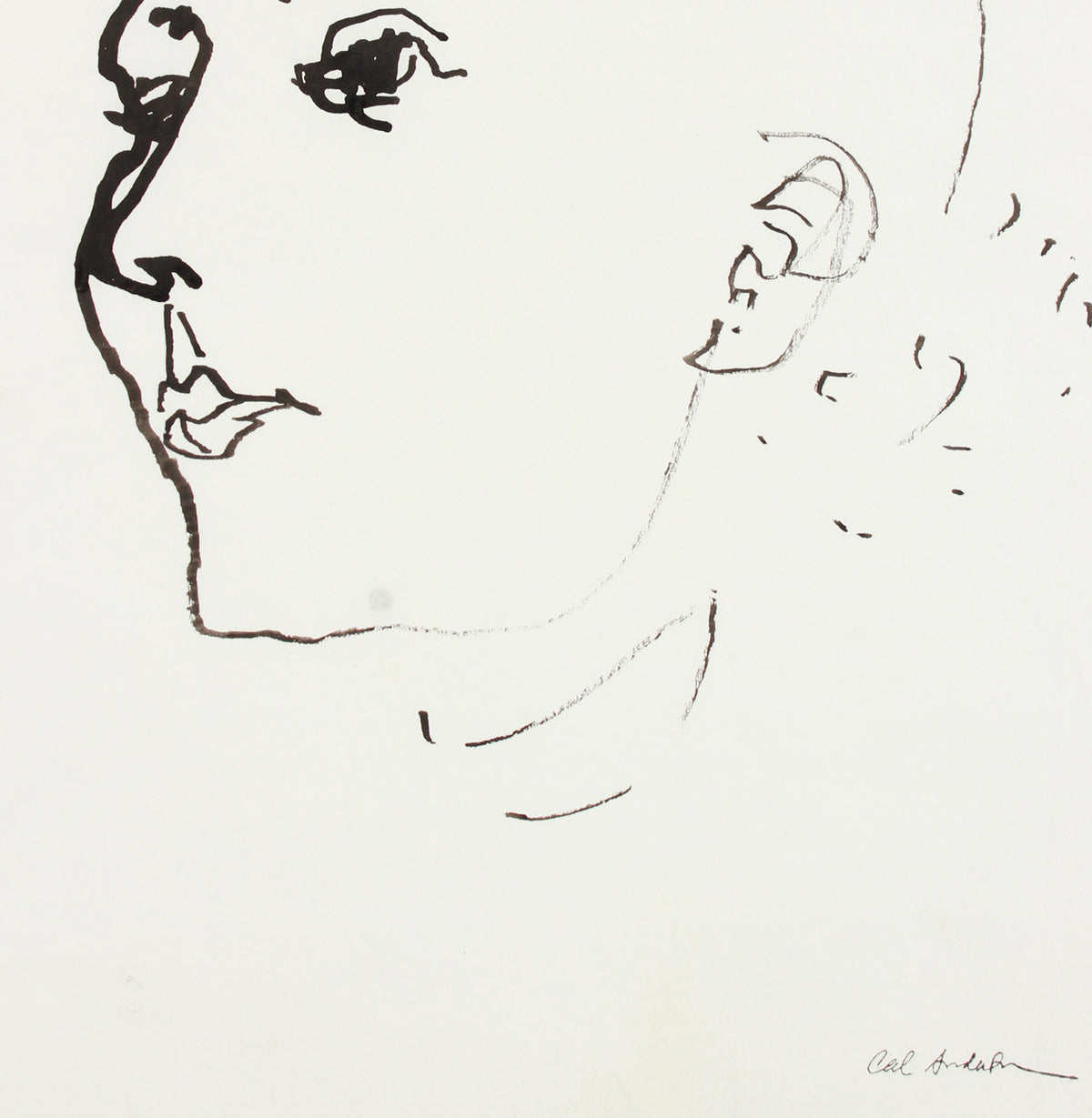Haughty Female Portrait <br>Mid-20th Century Ink <br><br>#A7614