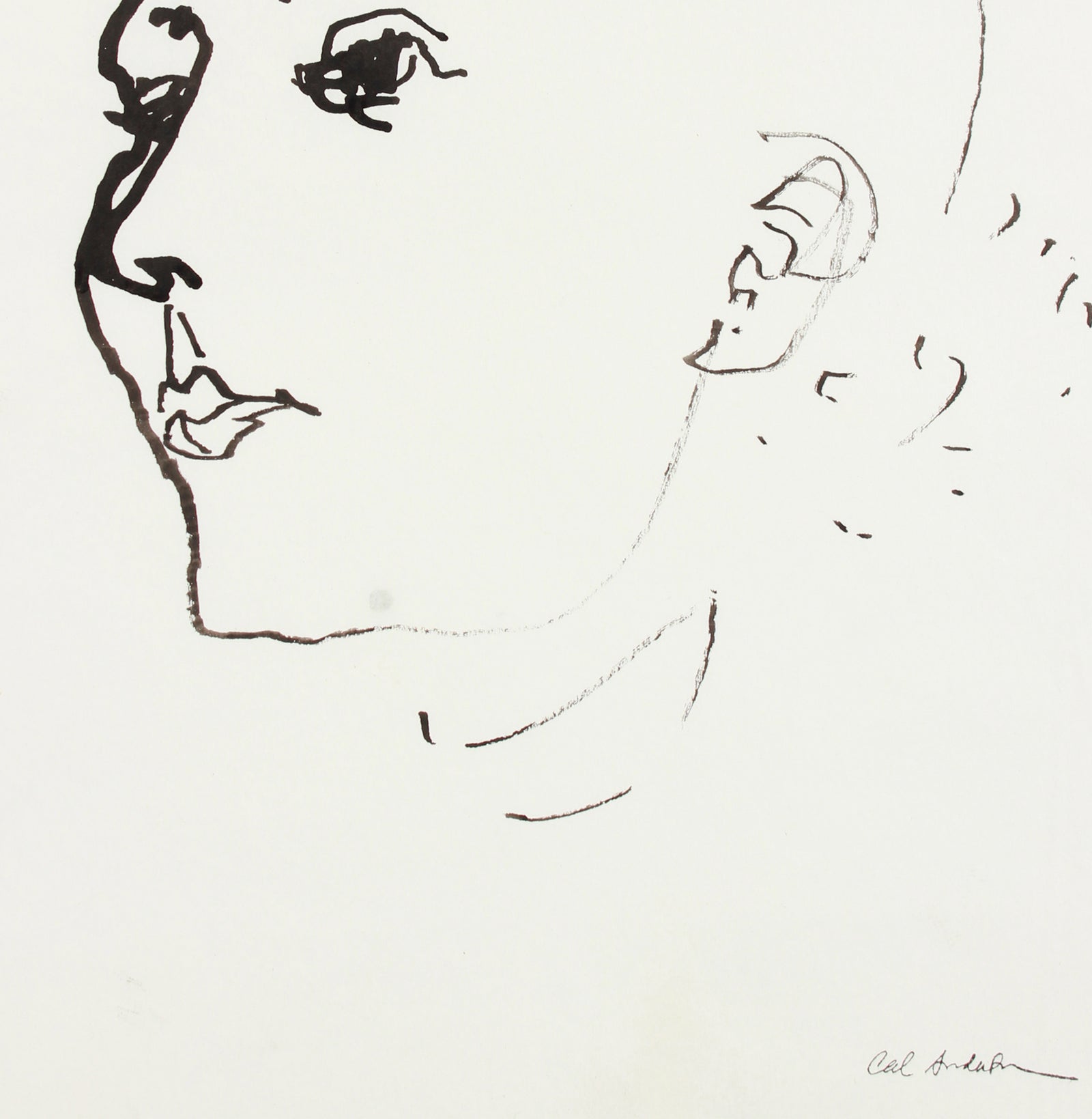 Haughty Female Portrait <br>Mid-20th Century Ink <br><br>#A7614