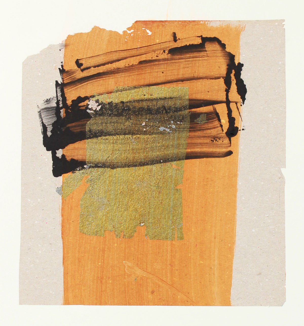 Orange & Gold Modernist Abstract <br>20th Century Monotype <br><br>#A7629