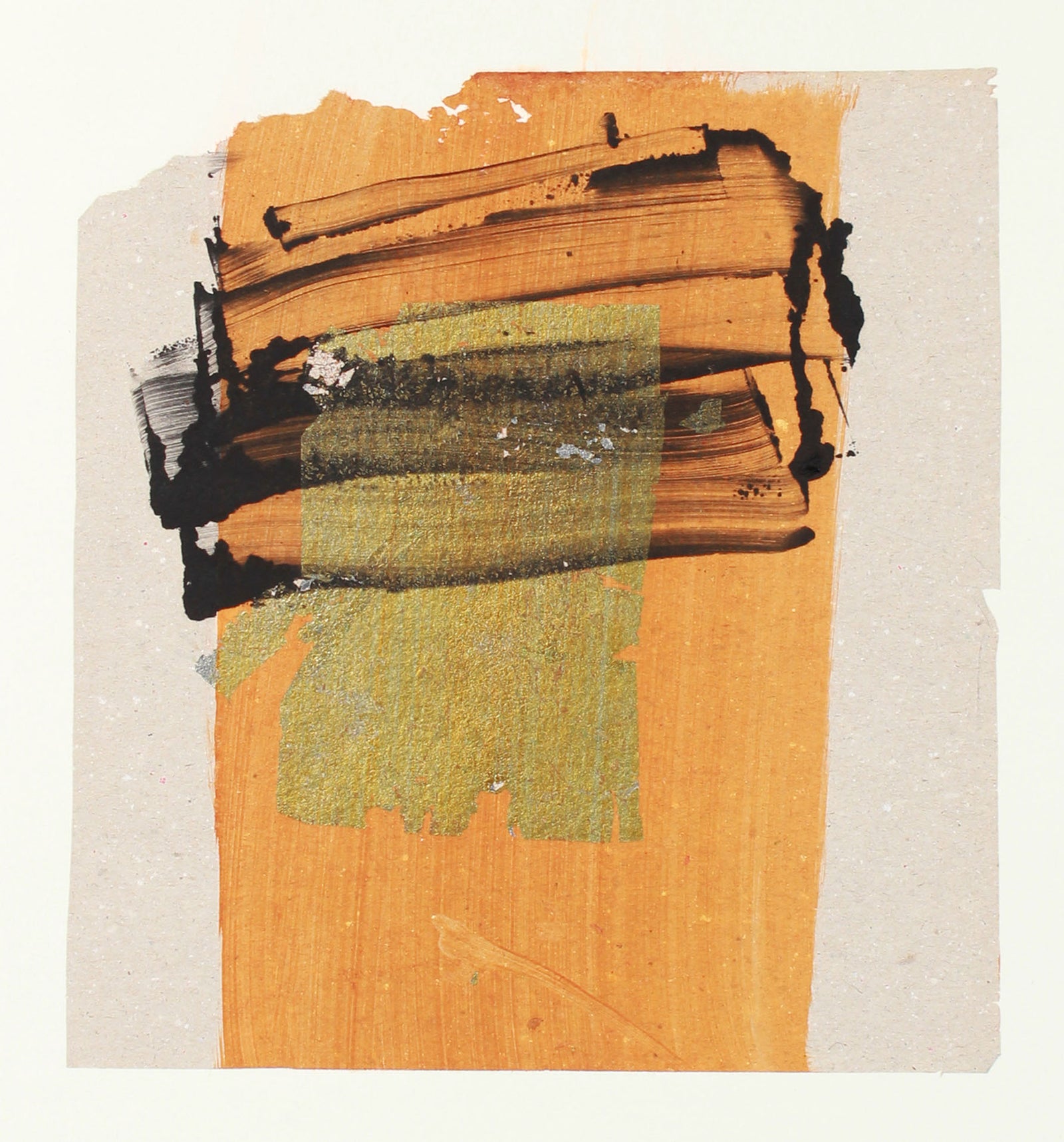 Orange & Gold Modernist Abstract <br>20th Century Monotype <br><br>#A7629