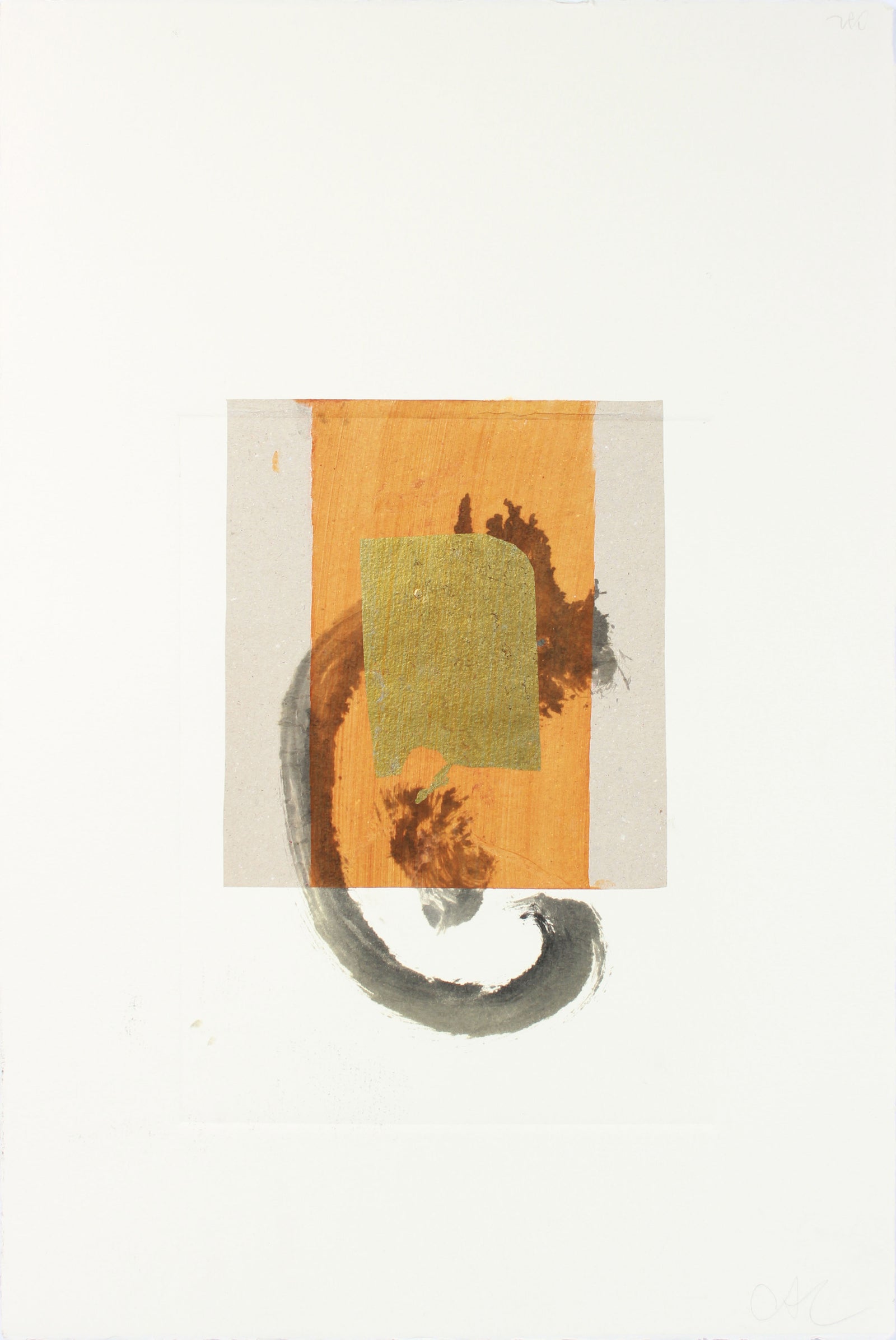 Gold Brushstroke Abstract <br>20th Century Monotype <br><br>#A7630