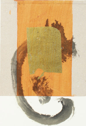 Gold Brushstroke Abstract <br>20th Century Monotype <br><br>#A7630