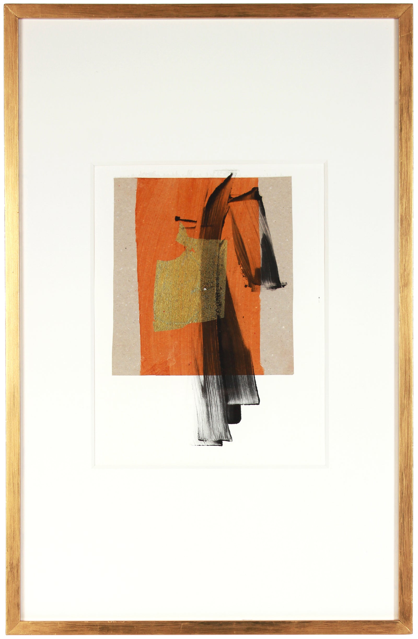 Bold Black & Gold Modernist Abstract <br>20th Century Monotype <br><br>#A7632