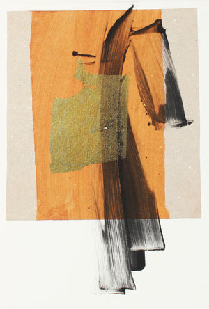 Warm Modernist Orange & Gold Abstract <br>1990-2000s Monotype & Collage <br><br>#A7632