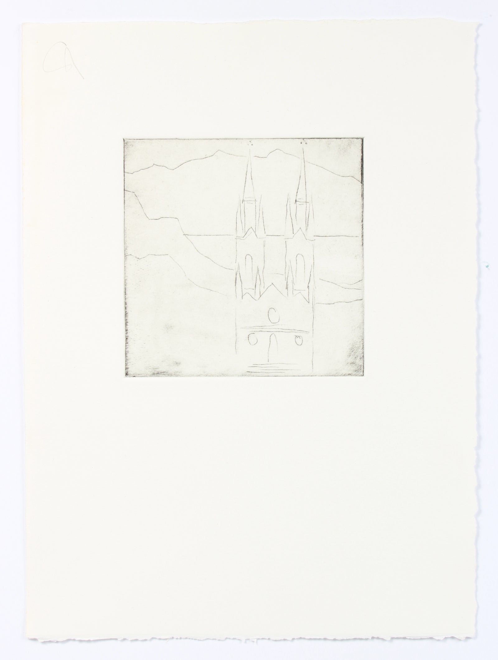 Minimalist View of St. Ignacios, San Francisco <br>20th Century Etching <br><br>#A7635
