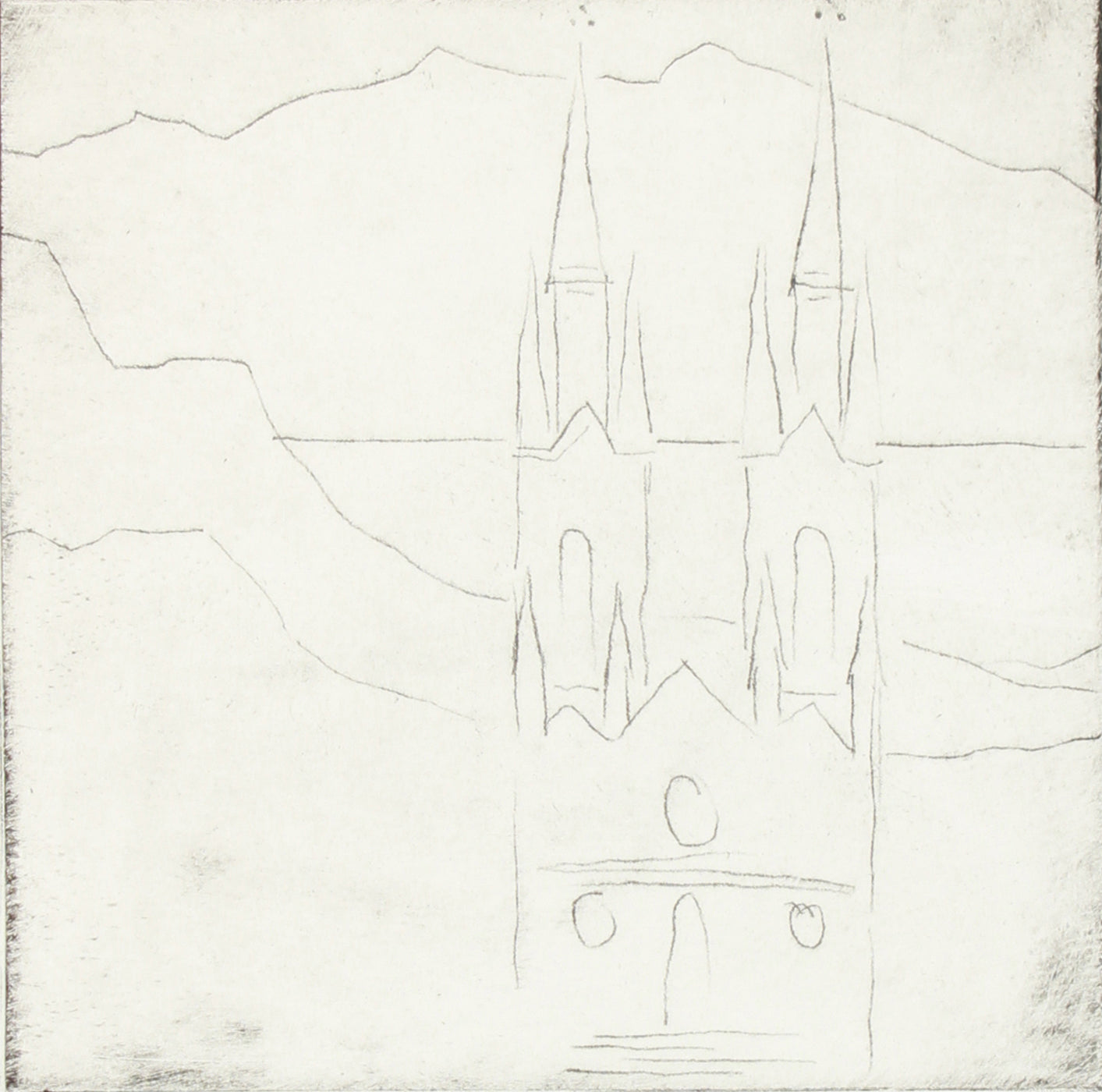 Minimalist View of St. Ignacios, San Francisco <br>20th Century Etching <br><br>#A7635