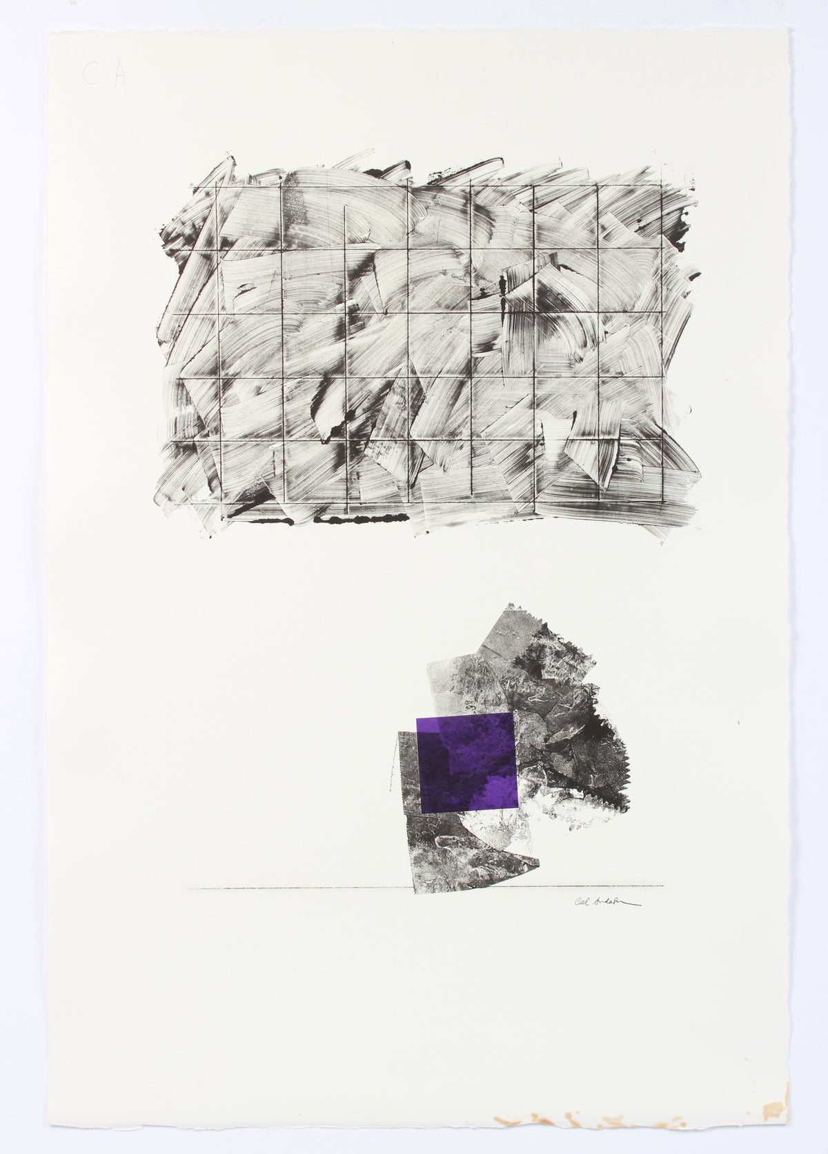 Modernist Grid Geometric Abstract <br>20th Century Monotype <br><br>#A7636