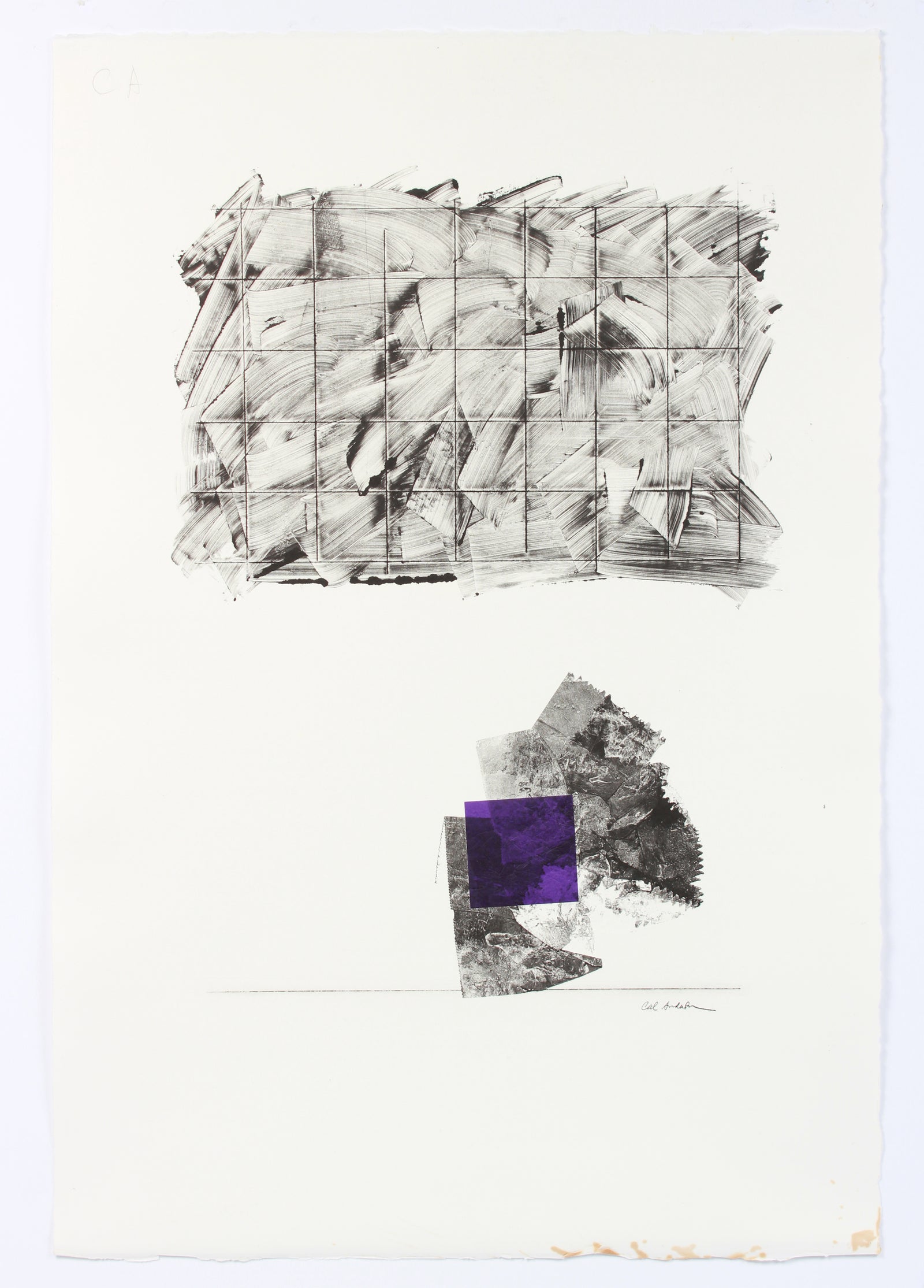 Modernist Grid Geometric Abstract <br>20th Century Monotype <br><br>#A7636