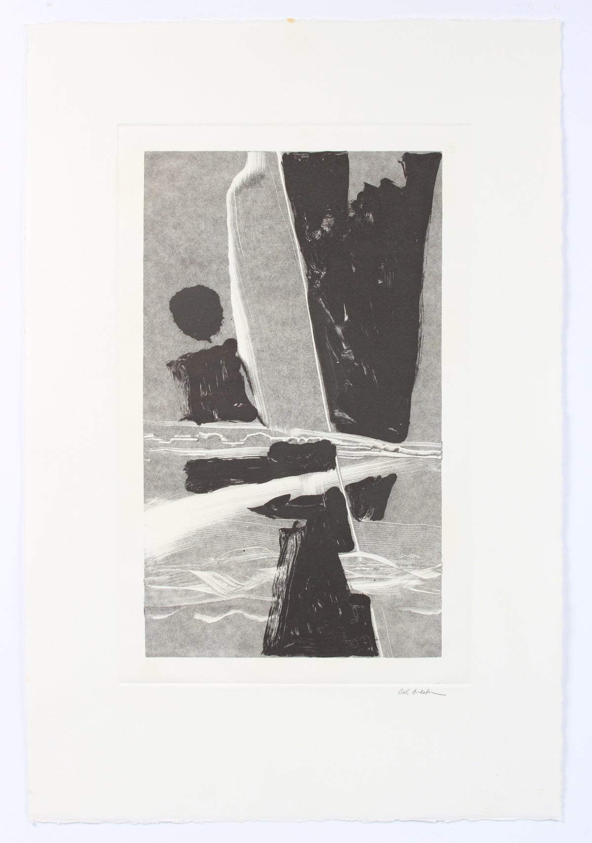 Gestural Monochrome Abstract <br>1990-2000s Monotype <br><br>#A7637