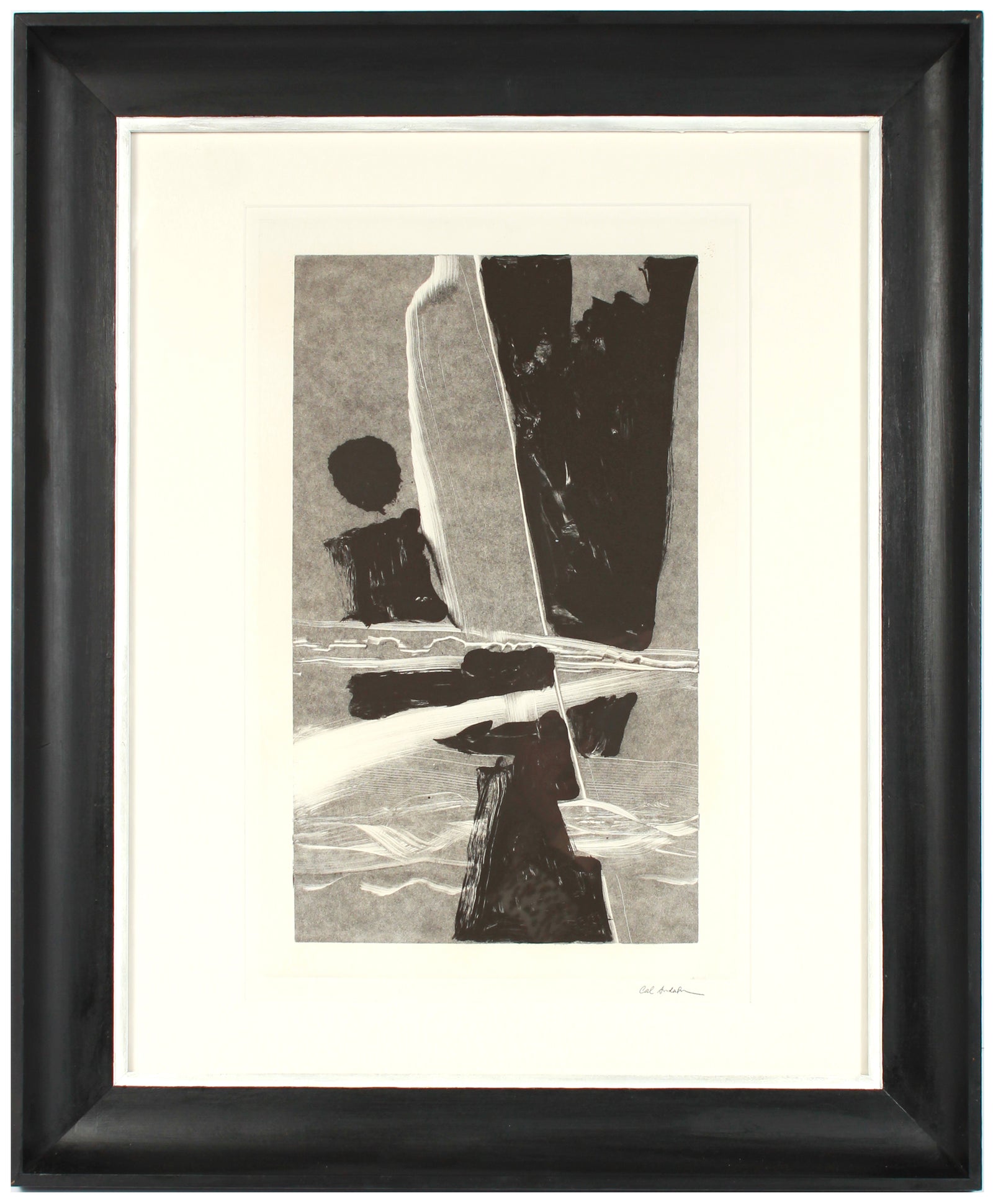 Gestural Monochrome Abstract <br>1990-2000s Monotype <br><br>#A7637