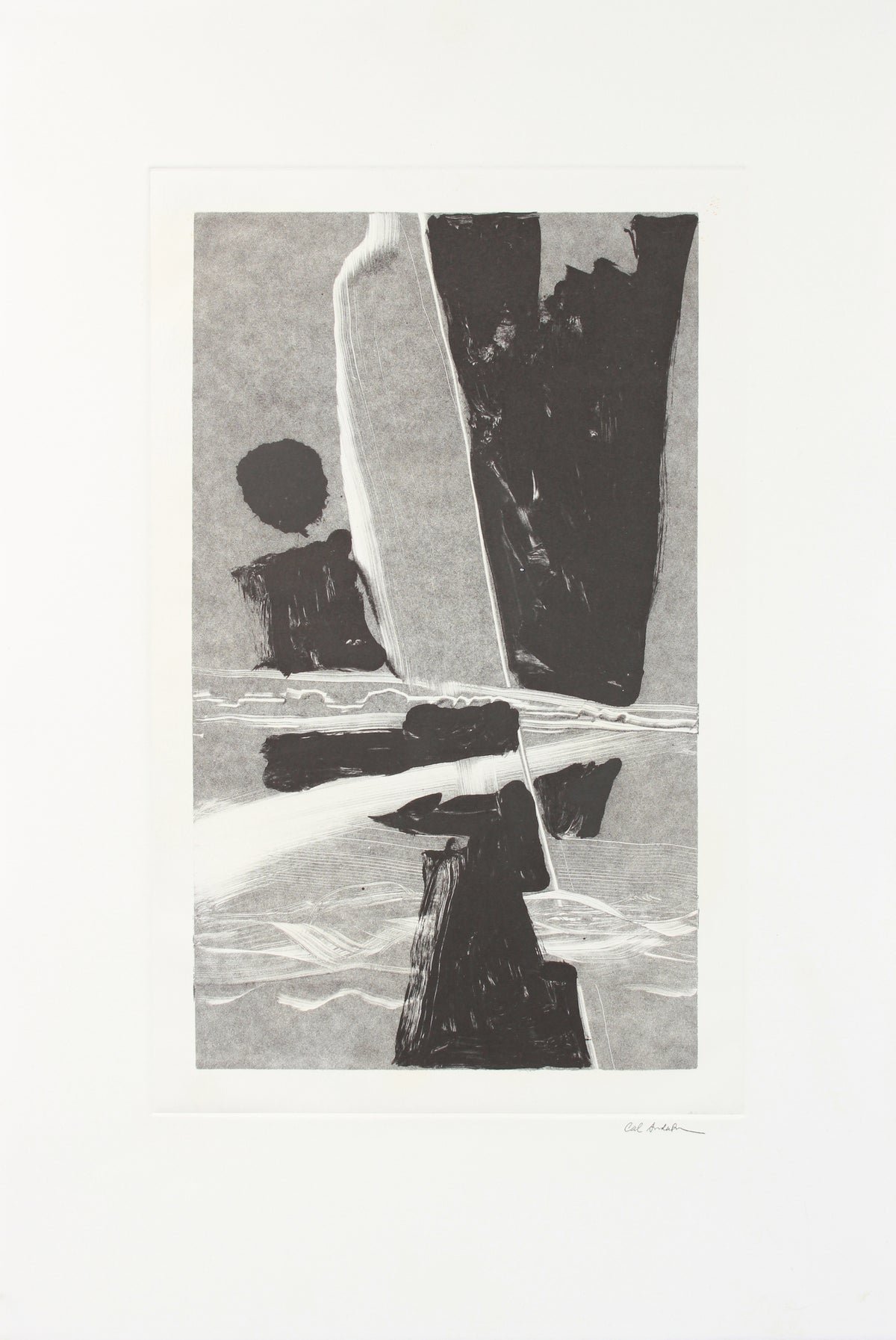 Gestural Monochrome Abstract <br>1990-2000s Monotype <br><br>#A7637