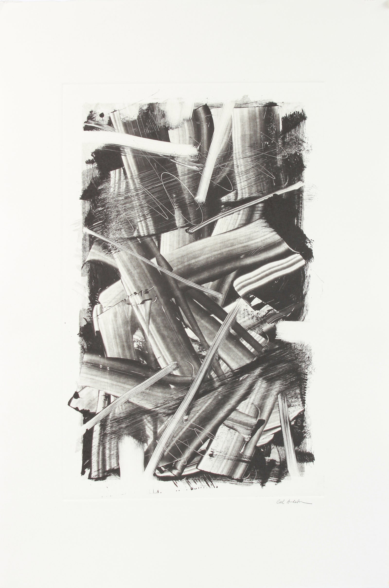 Modernist Frenetic Brushstroke Abstract <br>1990-2000s Monotype <br><br>#A7642