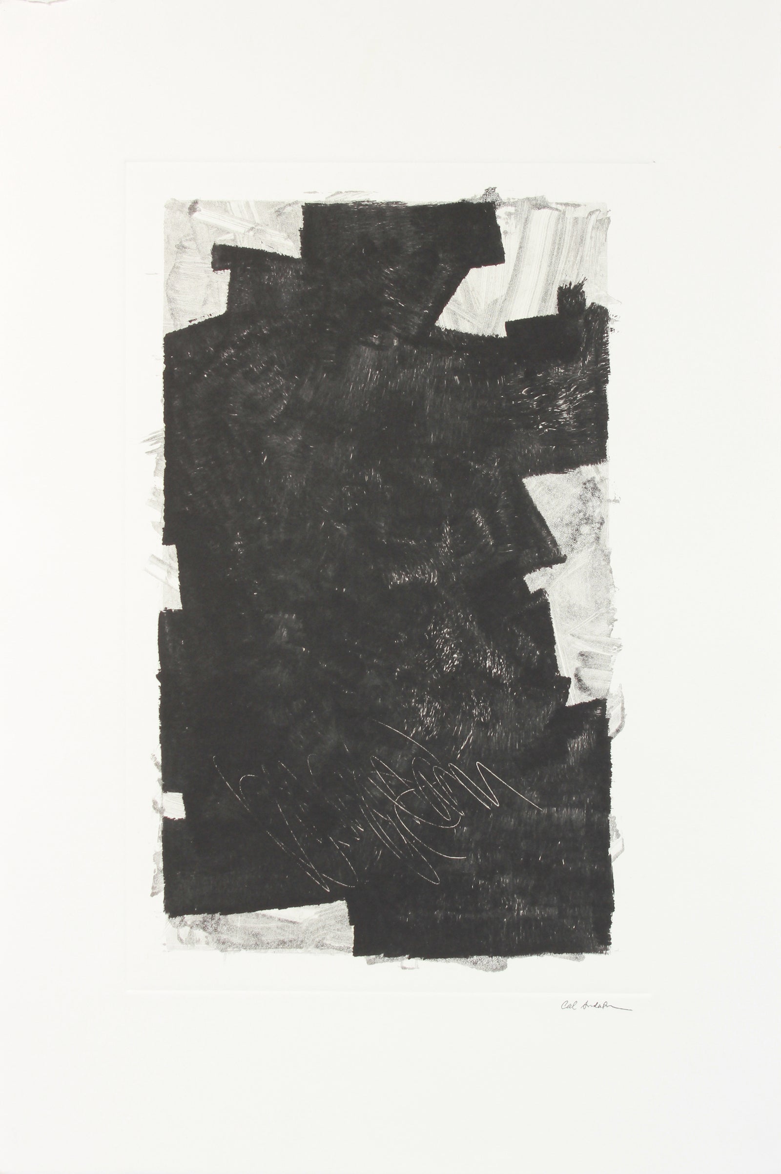 Blocky Modernist Monochrome Abstract<br>1990-2000s Monotype <br><br>#A7644