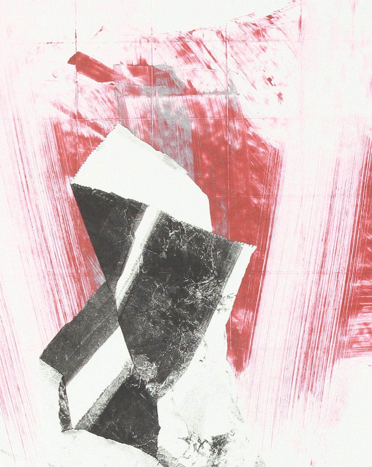 Gestural Red & Black Abstract<br>Late 20th Century Monotype <br><br>#A7645