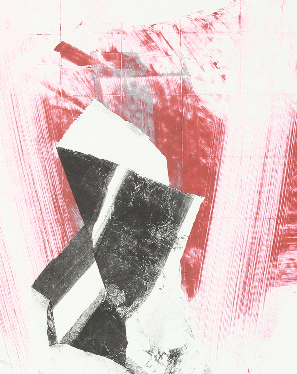 Gestural Red & Black Abstract<br>Late 20th Century Monotype <br><br>#A7645