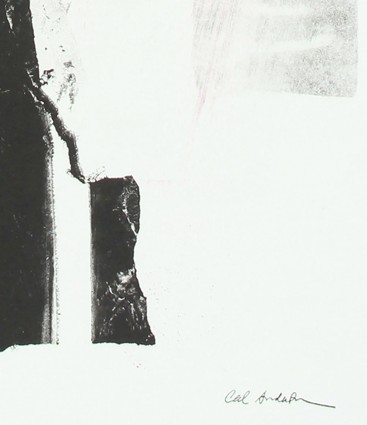 Gestural Red & Black Abstract<br>Late 20th Century Monotype <br><br>#A7645