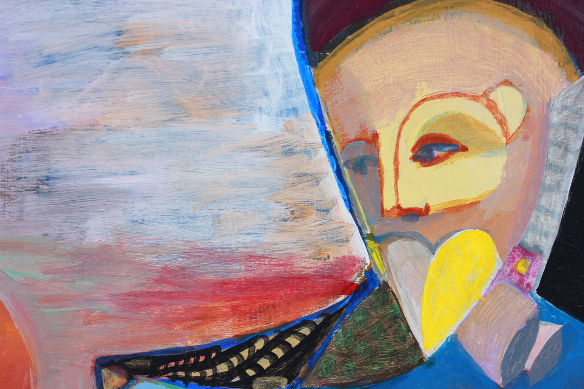 Two Colorful Surreal Figures <br>1995 Oil <br><br>#A7741