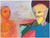 Two Colorful Surreal Figures <br>1995 Oil <br><br>#A7741