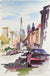 San Francisco Streetview & Skyline <br>20th Century Watercolor <br><br>#A7780