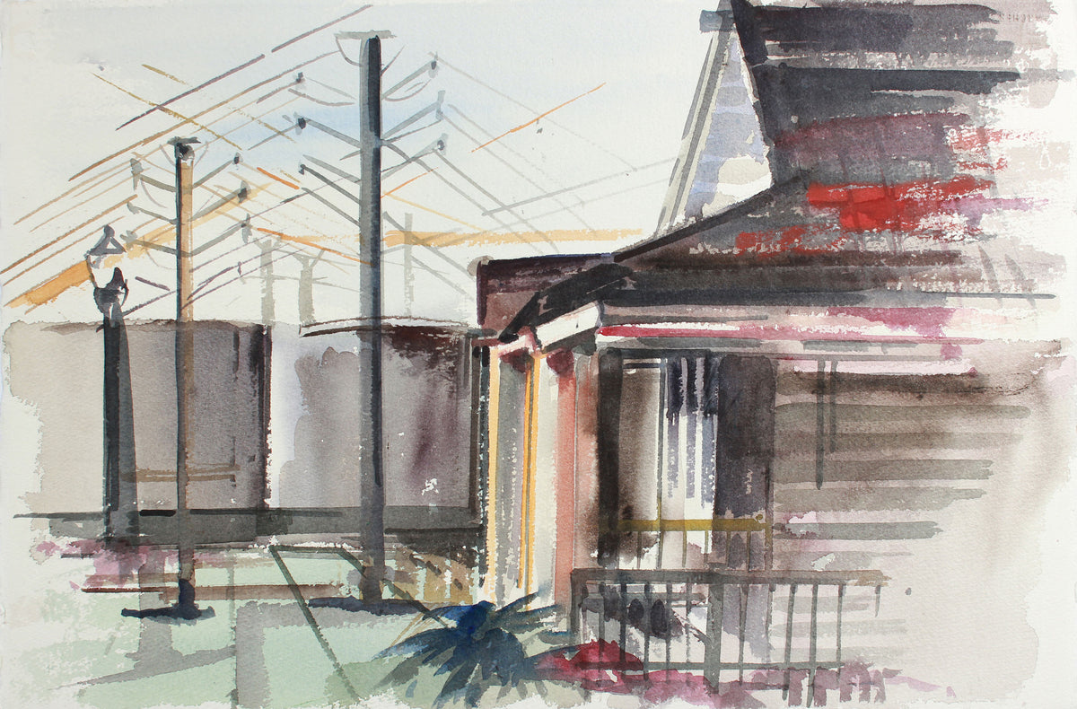 San Francisco Streetview & Skyline <br>Mid to Late 20th Century Watercolor <br><br>#A7784
