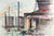 San Francisco Streetview & Skyline <br>Mid to Late 20th Century Watercolor <br><br>#A7784
