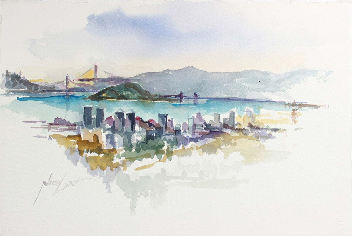 View of Treasure Island &lt;br&gt;Mid-Late 20th Century Watercolor &lt;br&gt;&lt;br&gt;#A7789