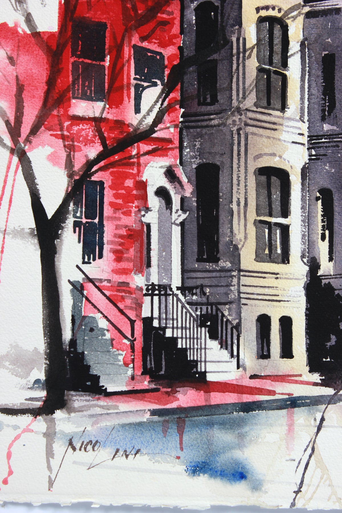 San Francisco Painted Ladies <br>Mid-Late 20th Century Watercolor <br><br>#A7792