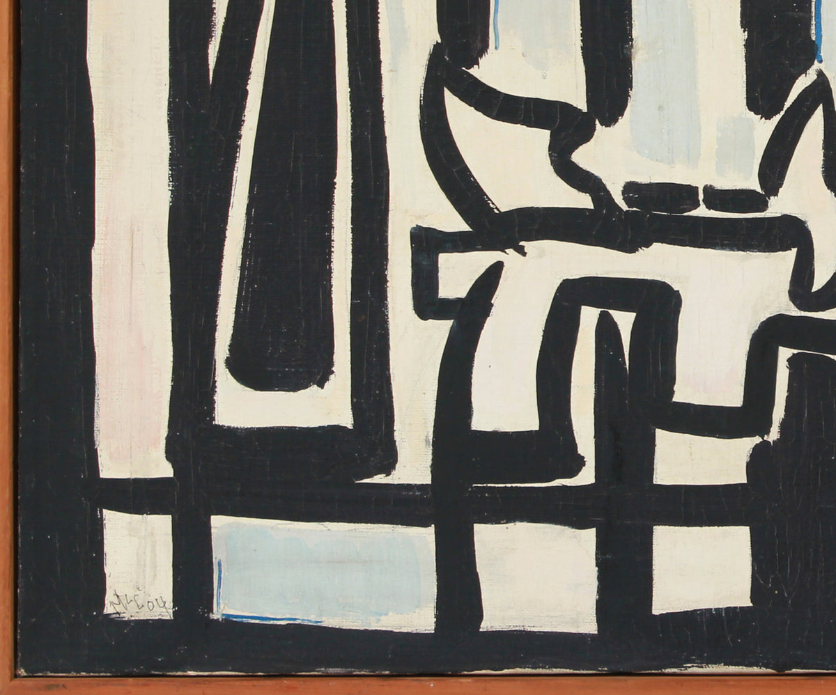 Interior Scene Behind Bars <br>1964 Oil <br><br>#A7867