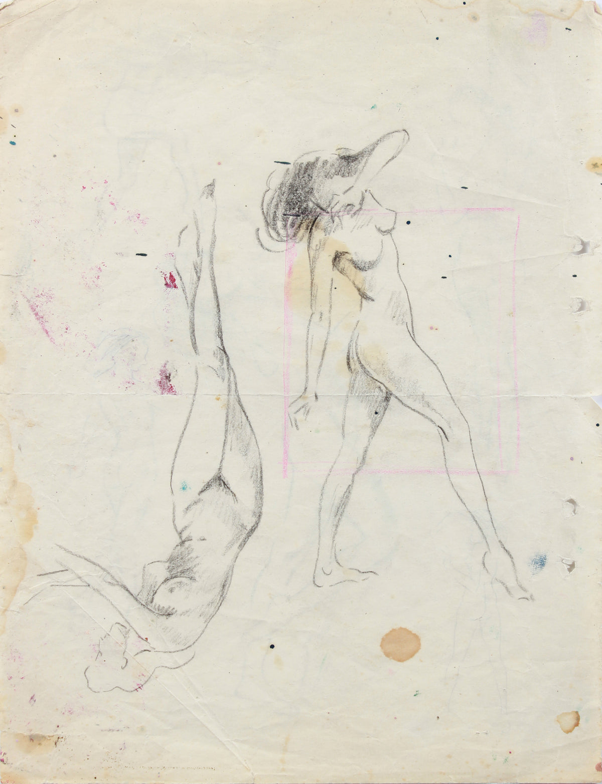 Nymph-like Figures - Study &lt;br&gt;20th Century Mixed Media Drawing &lt;br&gt;&lt;br&gt;#A7974