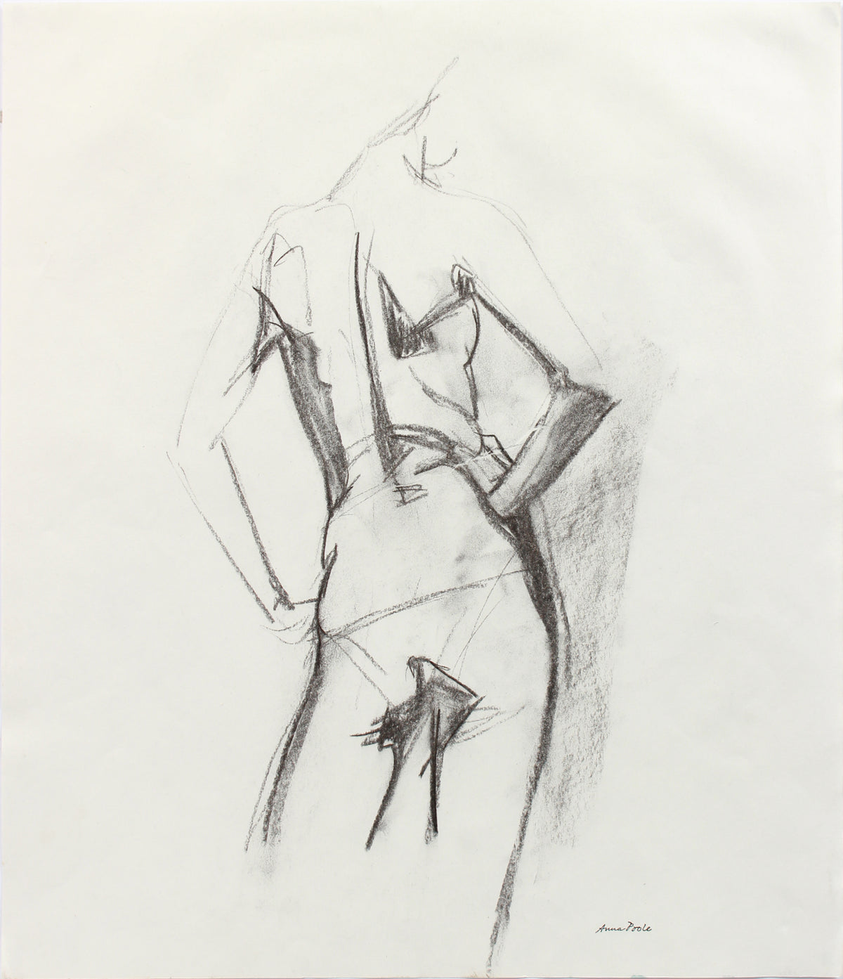 Arms Akimbo - Drawing &lt;br&gt;Late 20th Century Charcoal &lt;br&gt;&lt;br&gt;#A7980