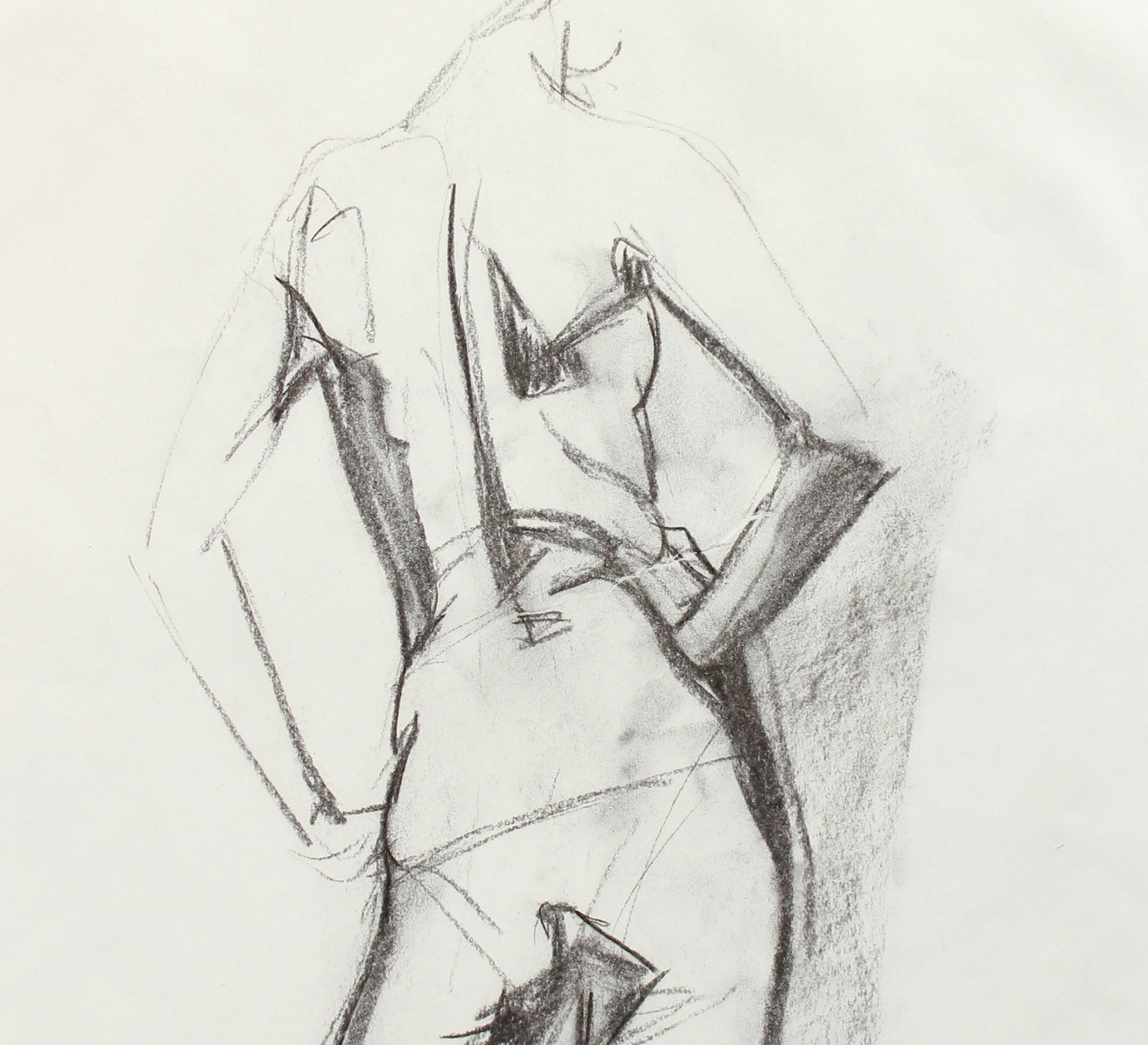 Arms Akimbo - Drawing <br>Late 20th Century Charcoal <br><br>#A7980