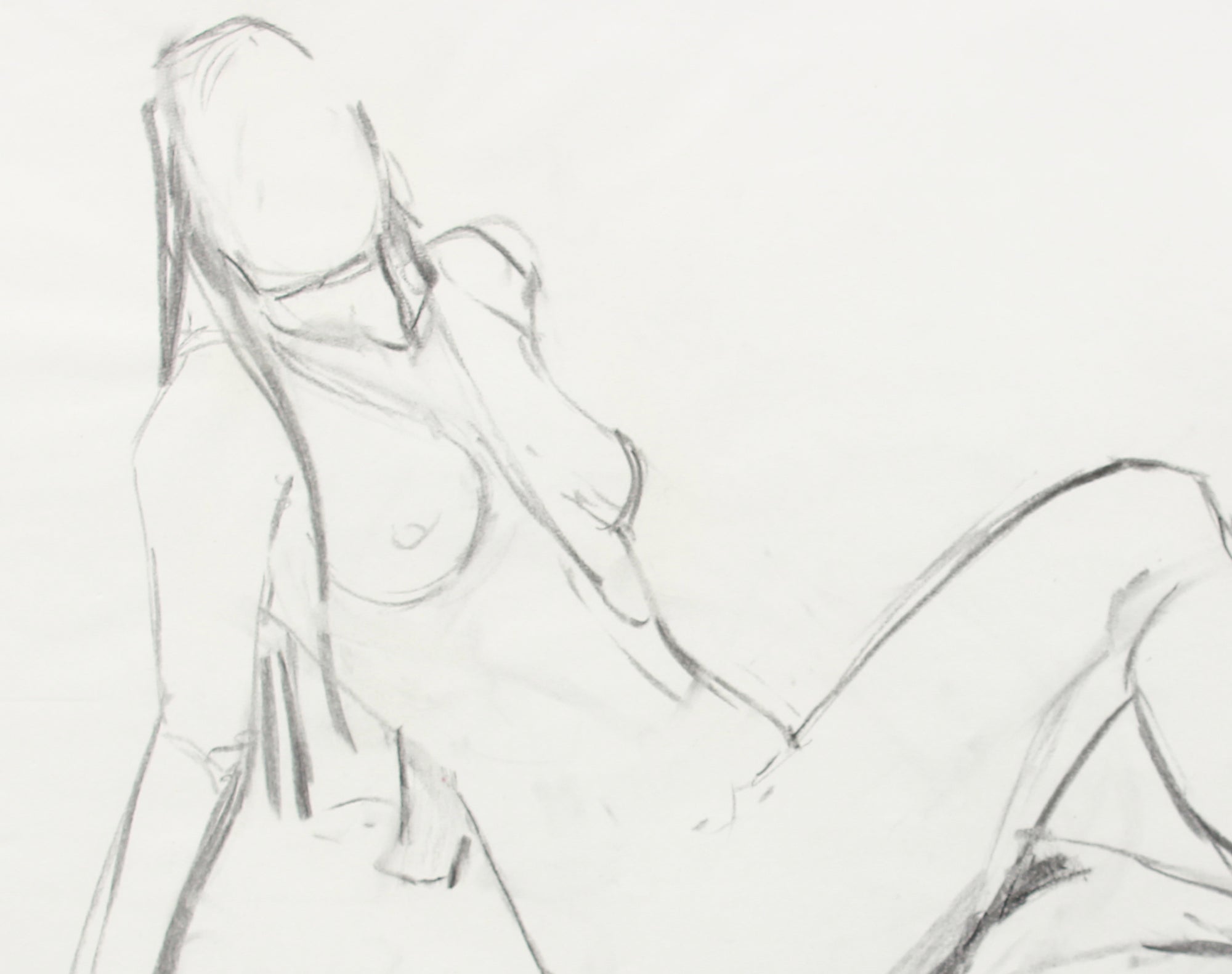 Female Nude in Repose <br>20th Century Charcoal <br><br>#A7983