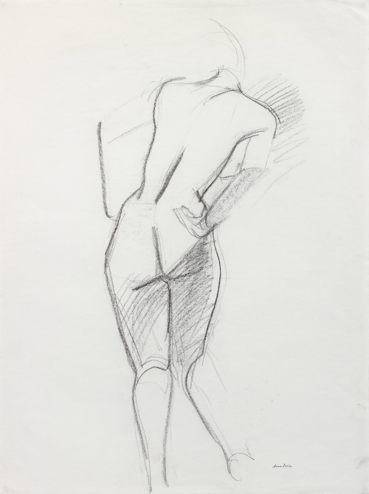 Leaning Female Form &lt;br&gt;20th Century Charcoal &lt;br&gt;&lt;br&gt;#A7984