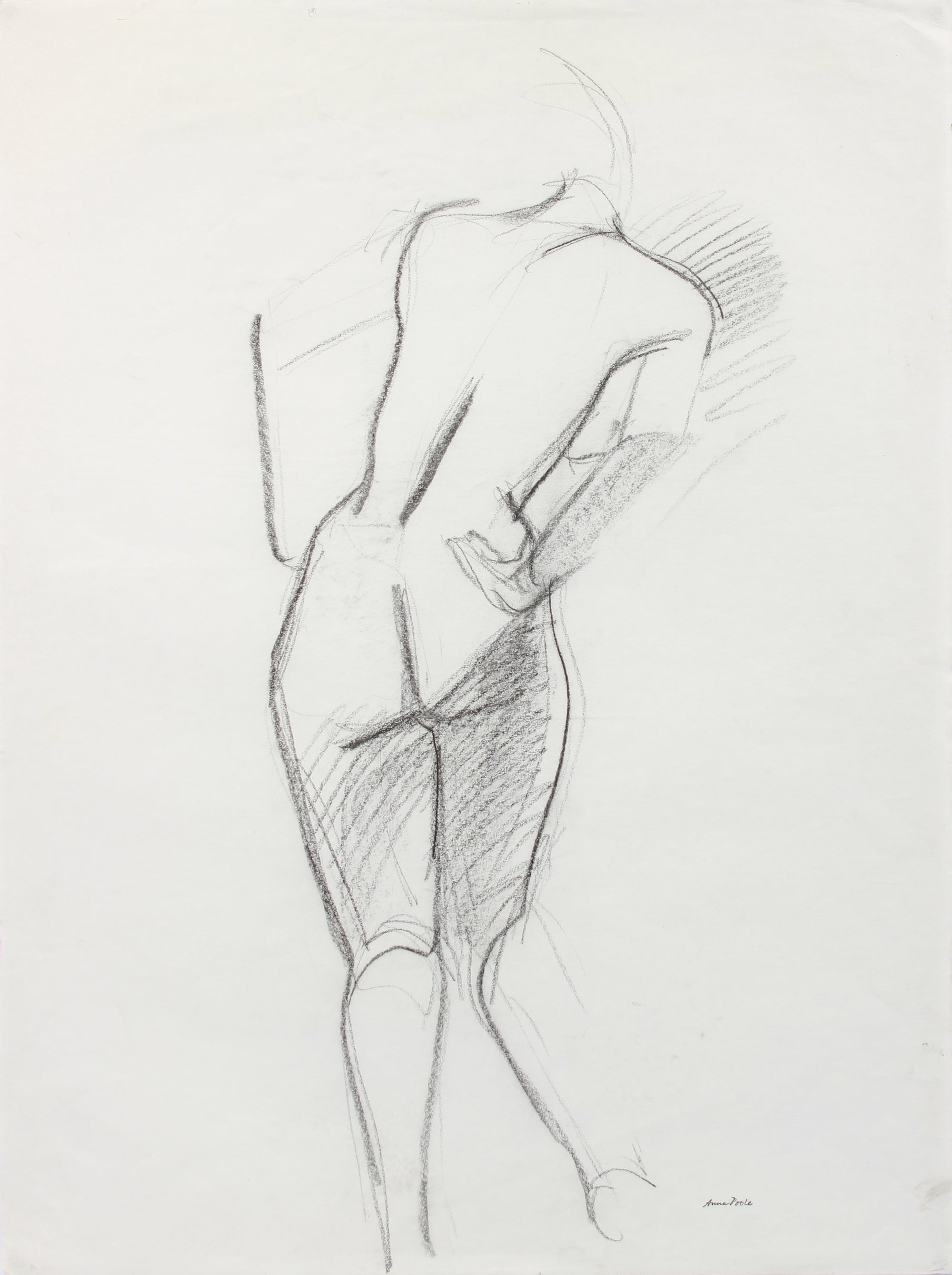 Leaning Female Form <br>20th Century Charcoal <br><br>#A7984